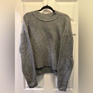 American Eagle Outfitters Grey Ribbed Crewneck Sweater